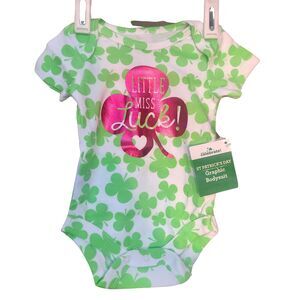 St Patrick's Day One Piece  Baby Girl Little Miss Luck! - New Born